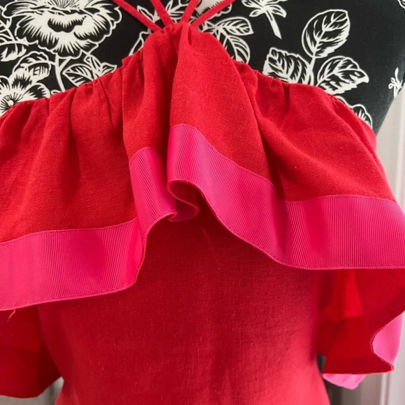 ASOS Red and pink linen blend dress - Picture 4 of 14